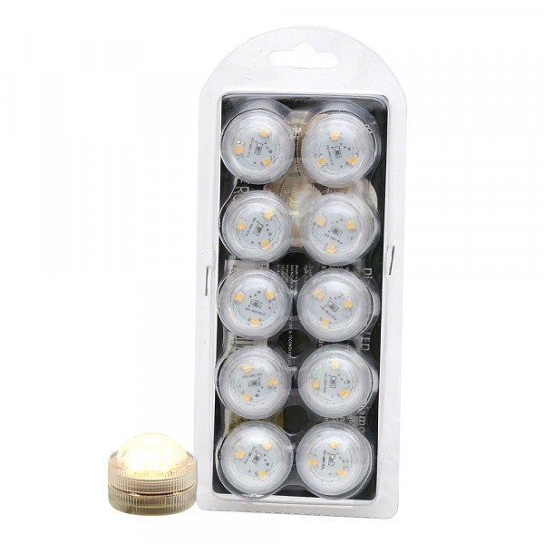 Tauch-Teelicht -batteriebetrieben- 10er Set Licht klein mit 3 LEDs zum Drehen wasserfest