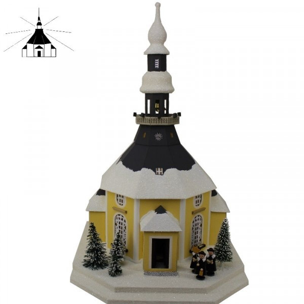 Erzgebirgisches Lichterhaus Seiffener Kirche m.Kurrende u.Weihnachtsbaum Echte Handarbeit aus dem Erzgebirge !