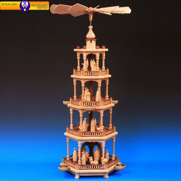 Pyramide natur 4-stöckig, Christi Geburt natur, 80 cm