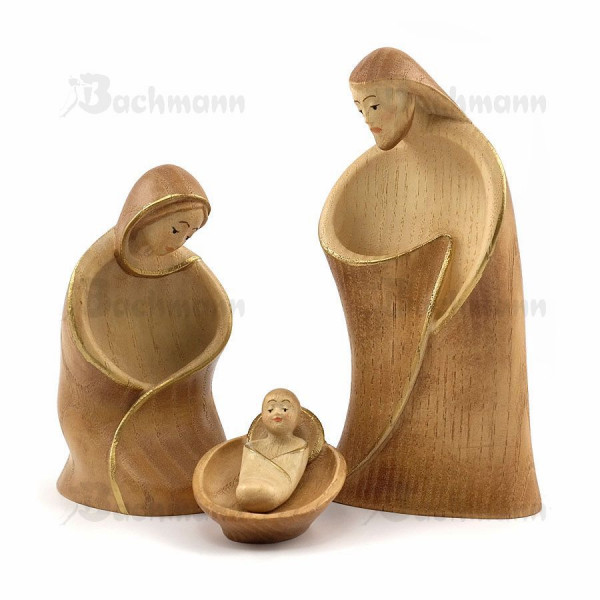 Krippenfiguren Heilige Familie gebeizt, 4-teilig, 16 cm* Holzschnitzerei Konrad Bachmann, Südtirol