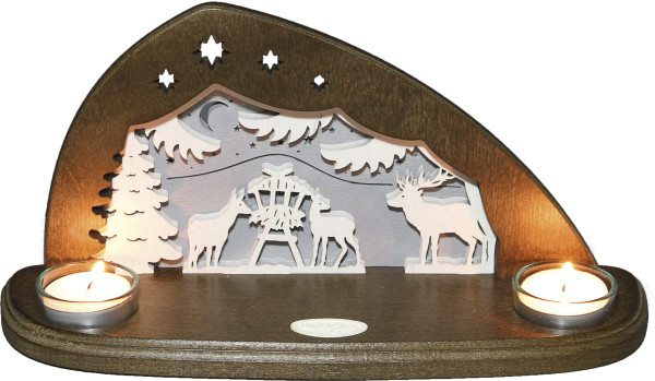 Weigla Teelichthalter Waldtiere, 29x14,5x11 cm Qualität aus dem Erzgebirge - Made in Germany