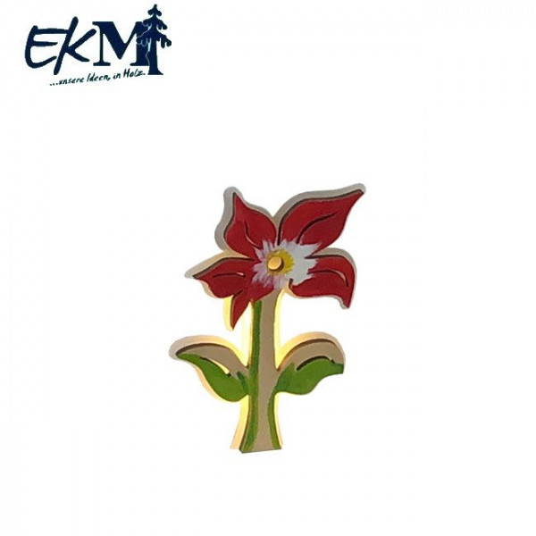 Design Klick mit Glas Blume natur rot 11 cm EKM Erzgebirgs Kunstwerkstatt Markl