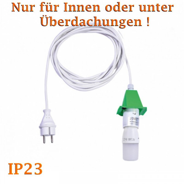 Weißes Anschlußkabel für Herrnhuter Außenstern A4/ A7 Grün komplett mit Abdeckkappe, LED-Leuchtmittel und 5 Meter Kabel
