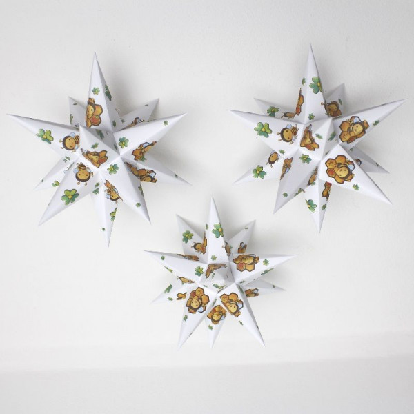 Marienberger Sterne (Papierstern) Farbe Weiß mit Biene