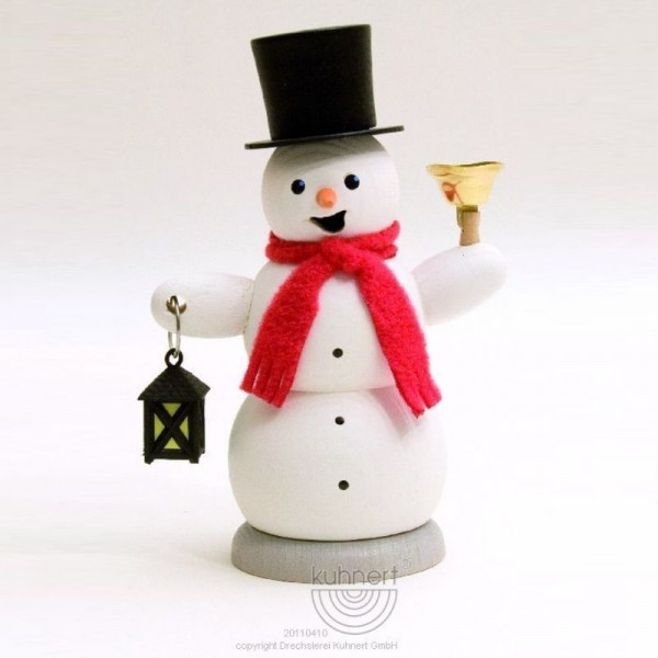 Räucherfigur Schneemann mit Laterne und Glocke