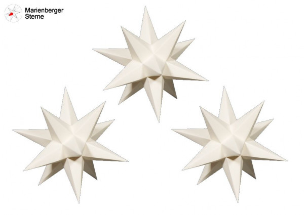 Marienberger Sterne (Papiersterne) 3er Set Creme 3 Marienberger Sterne 16 cm ohne Beleuchungsset & Netzgerät