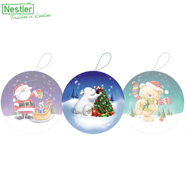 Nestler Weihnachtskugel mit Henkel - Wintermomente, 8 cm Motiv "Eisbär"