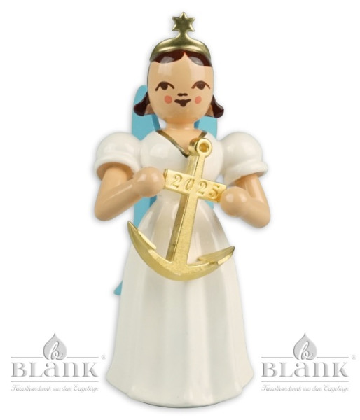 Langrockengel mit Anker, farbig -Jahresedition 2025- Höhe: ca. 7cm, Blank Grünhainichen