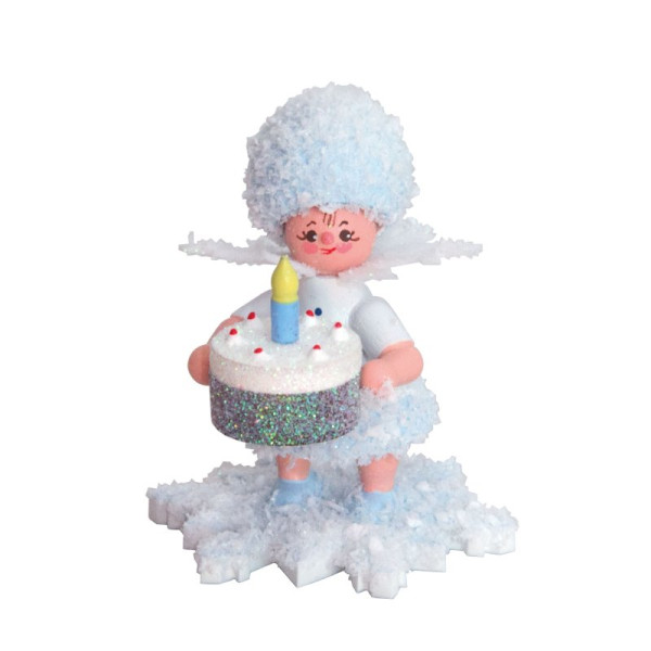 Schneeflöckchen mit Geburtstagstorte, Artikel 43156 Sammelfigur, Höhe ca. 5 cm