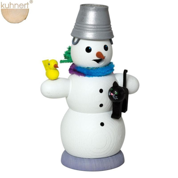 Räucherfigur Schneemann mit Katze Höhe ca. 13 cm, Artikel 35032