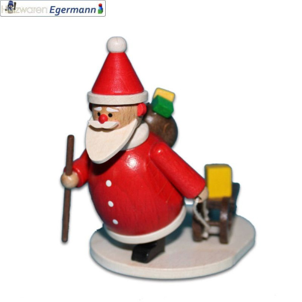 Weihnachtsmann mit Schlitten, ca. 6,5cm Holzwaren Egermann Grünhain-Beierfeld - Made in Germany -