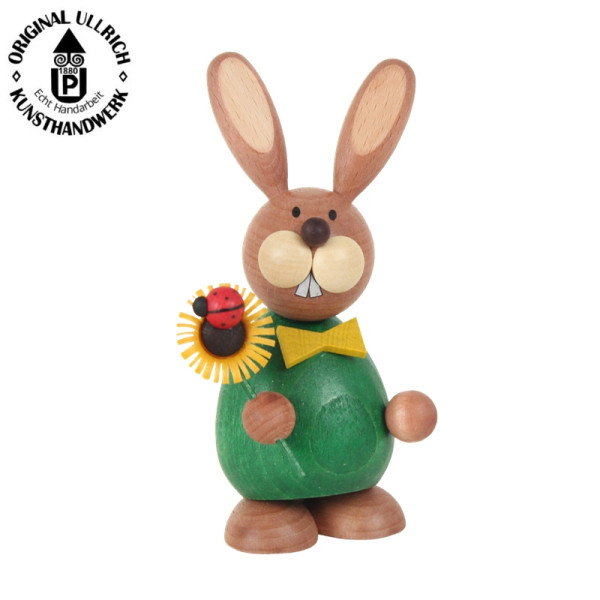 Osterhase stehend mit Sonnenblume, 12cm , ULLRICH® Kunsthandwerk