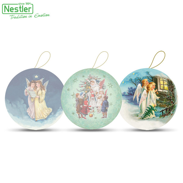Nestler Weihnachtskugel mit Henkel - Engelchen, 10 cm Motiv "Engel am Fenster"
