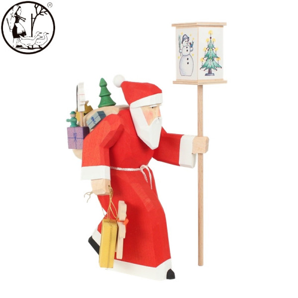 Großer Weihnachtsmann mit Bilderlaterne Bettina Franke Holzkunst & Schnitzen