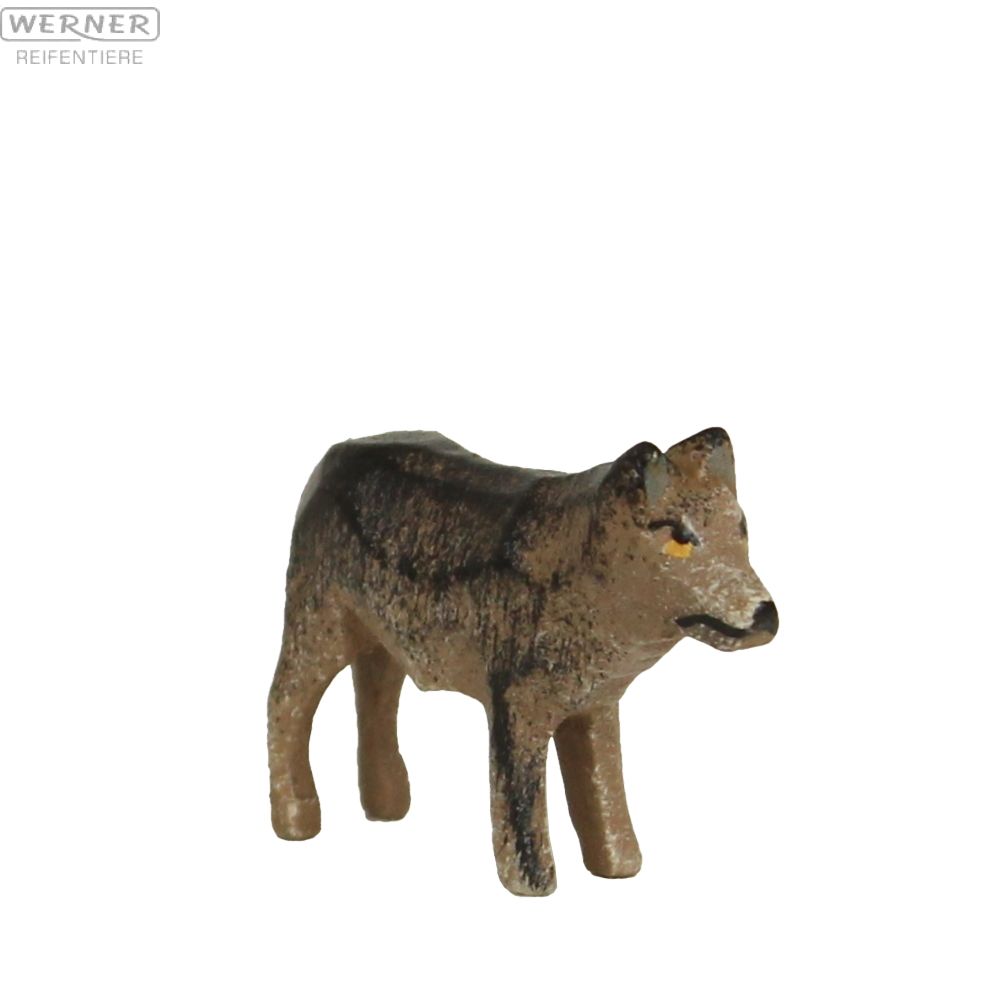 Reifentier Wolf Höhe ca 3cm NEU Reifenvieh Holztier 