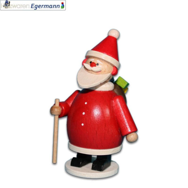 Weihnachtsmann mit Stock, ca. 6,5cm Holzwaren Egermann Grünhain-Beierfeld - Made in Germany -
