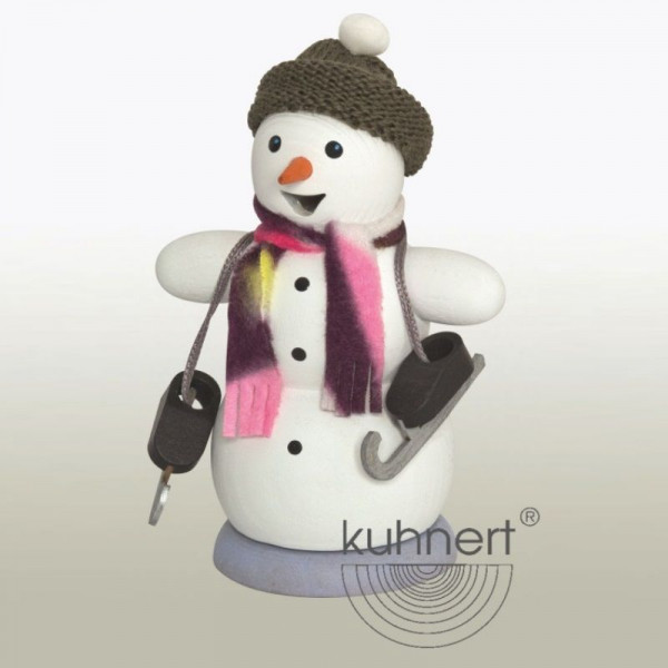 Räucherfigur Schneemann mit Schlittschuhen