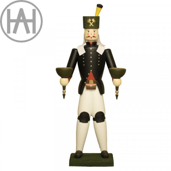 Traditionsfigur Lichterbergmann farbig matt Grün, 29 cm