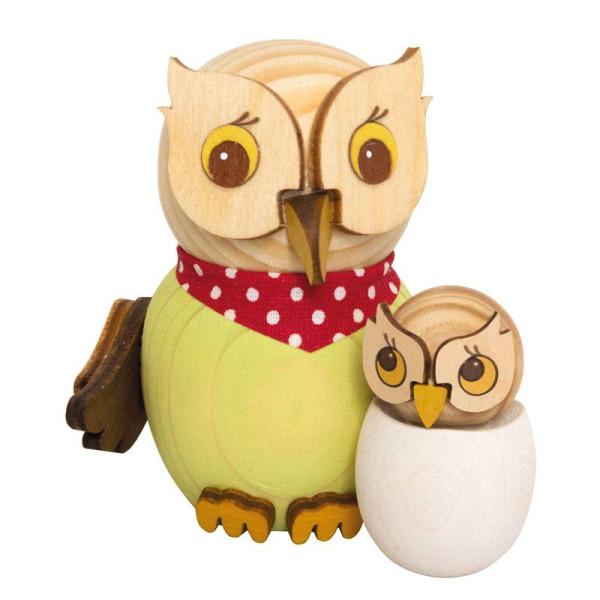 Kuhnert Holzfigur Minieule mit Baby Kuhnert Artikel 37366, Höhe ca. 7 cm