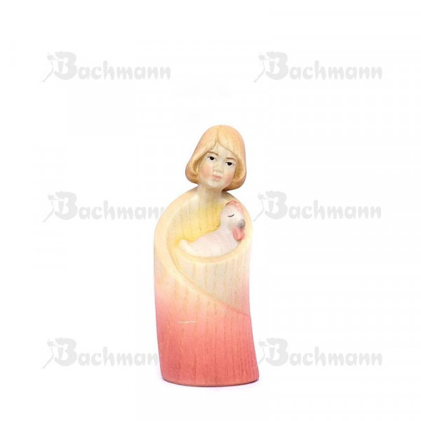 Gloria Krippenfigur Mädchen mit Huhn, Color, 12 cm* Holzschnitzerei Konrad Bachmann, Südtirol