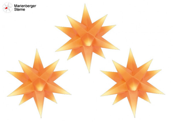 Marienberger Sterne (Papiersterne) 3er Set Orange-Gelb 3 Marienberger Sterne 16 cm ohne Beleuchungsset & Netzgerät