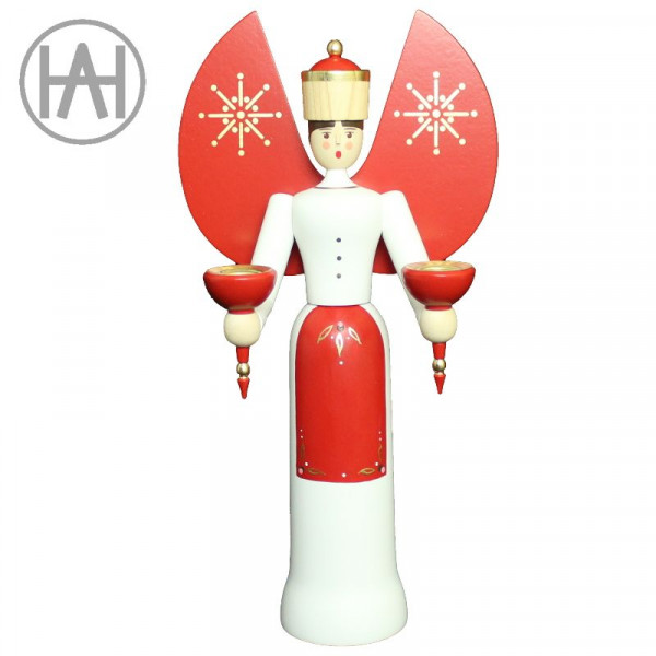 Traditionsfigur Lichterengel farbig matt Rot, 29 cm