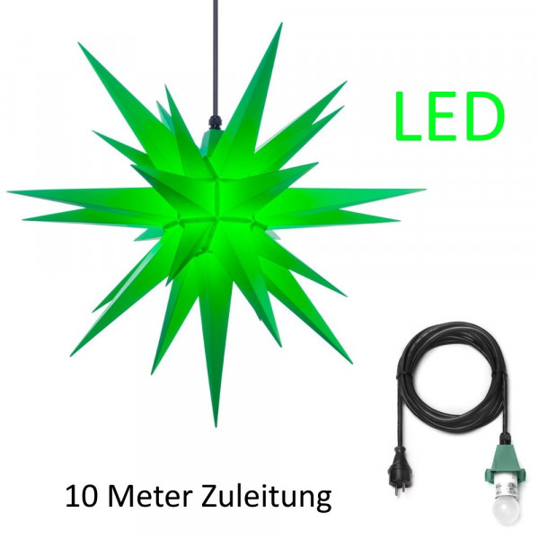 Herrnhuter Adventsstern Außenstern 68 cm grün mit Anschlußkabel 10 m und LED