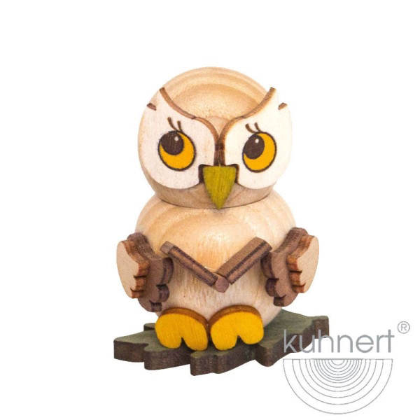 Kuhnert Holzfigur Eulenkind mit Buch Kuhnert Artikel 37400, Höhe ca. 4 cm