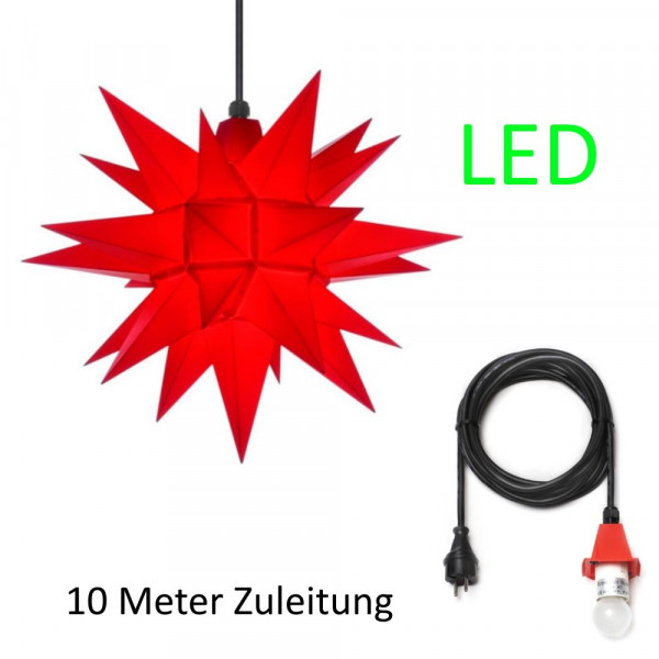 Herrnhuter Adventsstern Außenstern 40 cm rot mit Anschlußkabel 10 m und LED