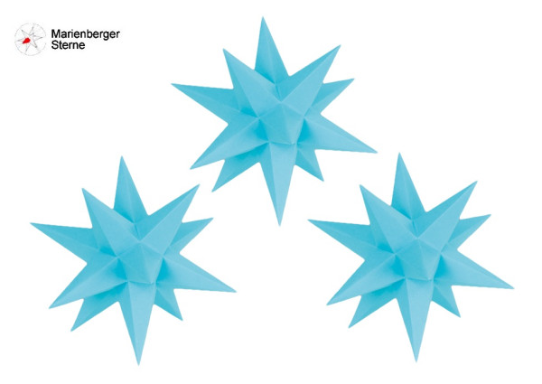 Marienberger Sterne (Papiersterne) 3er Set Blau, 3 Sterne 16 cm ohne Beleuchungsset & Netzgerät