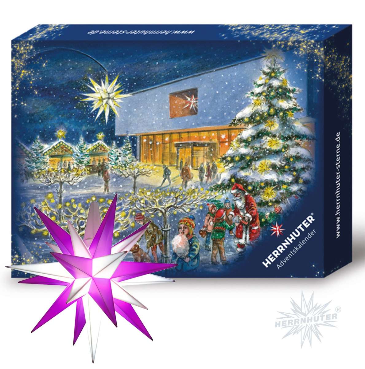 Herrnhuter Adventskalender mit Bastelstern Violettweiß Original