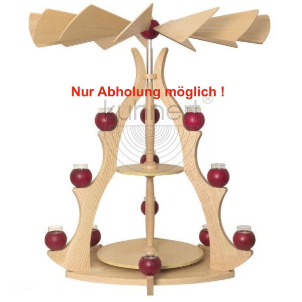 Massivholzpyramide 85 cm komplett mit Kugeln in Rot -Kuhnert Holzkunst- Artikel 24180 + Artikel 24181