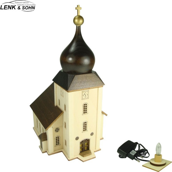 Lichterhaus Bergkirche klein mit Beleuchtung Lenk & Sohn - Volkskunst aus dem Erzgebirge