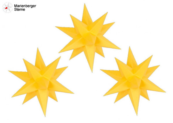Marienberger Sterne (Papiersterne) 3er Set Altgold 3 Marienberger Sterne 16 cm ohne Beleuchungsset & Netzgerät