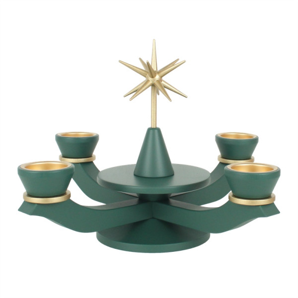 Adventsleuchter groß grün für Teelichter mit Stern Enzmann und Meyer Drechselwerkstätten